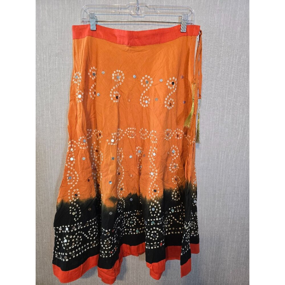 Raj Handmade Boho Cotton‎ Skirt  Drawstring Waist With Tassel One Size
